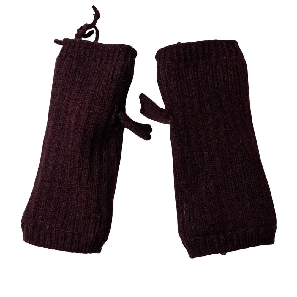 Hat Attack Burgundy‎ Knit Fur Lined Handwarmers New